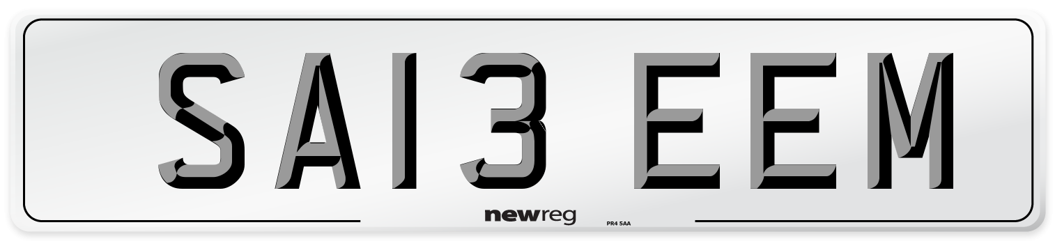 SA13 EEM Number Plate from New Reg